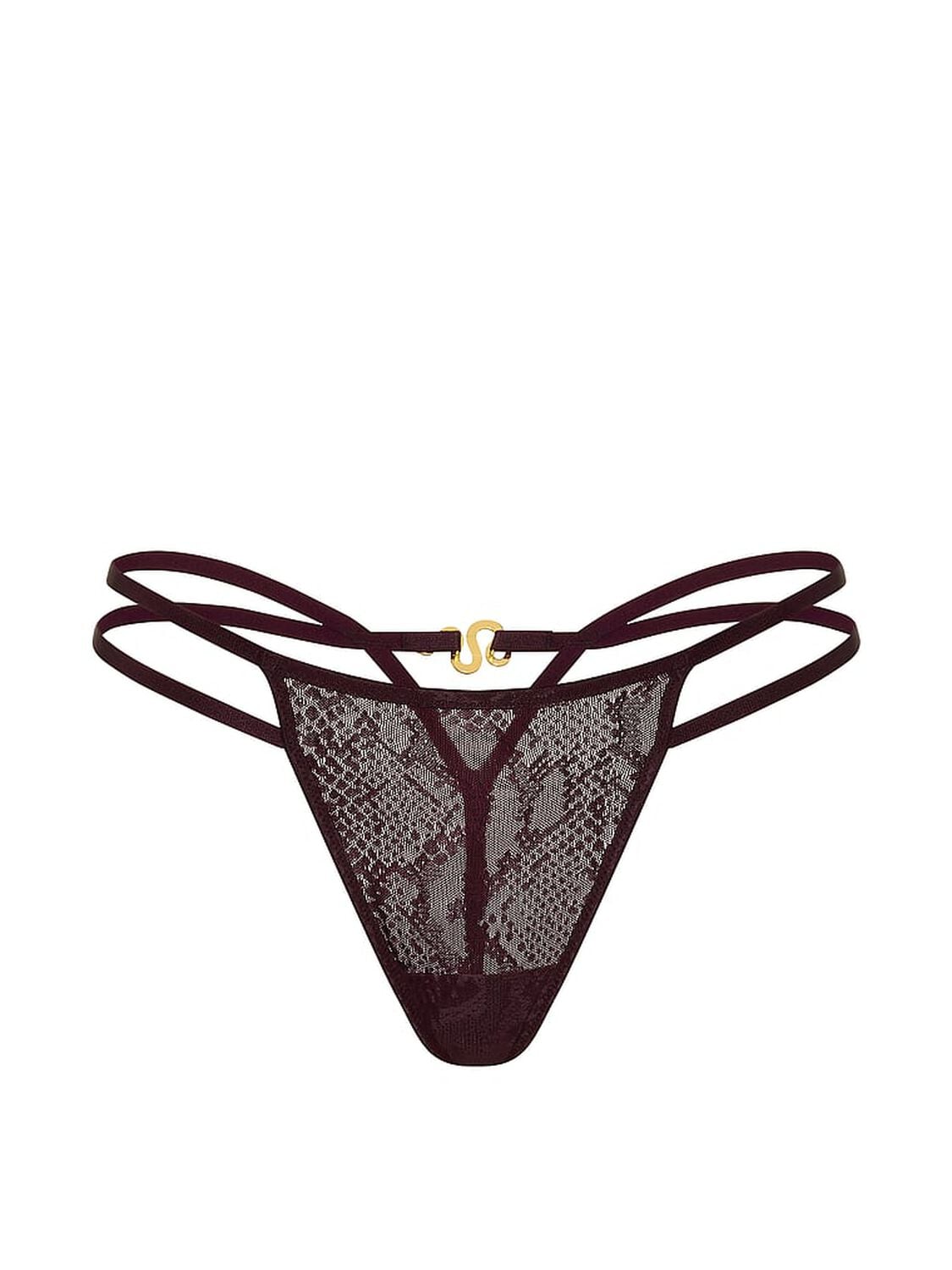 vs Very Sexy Viper Lace Hardware V-String Panty Winter Wine 3 of 3 