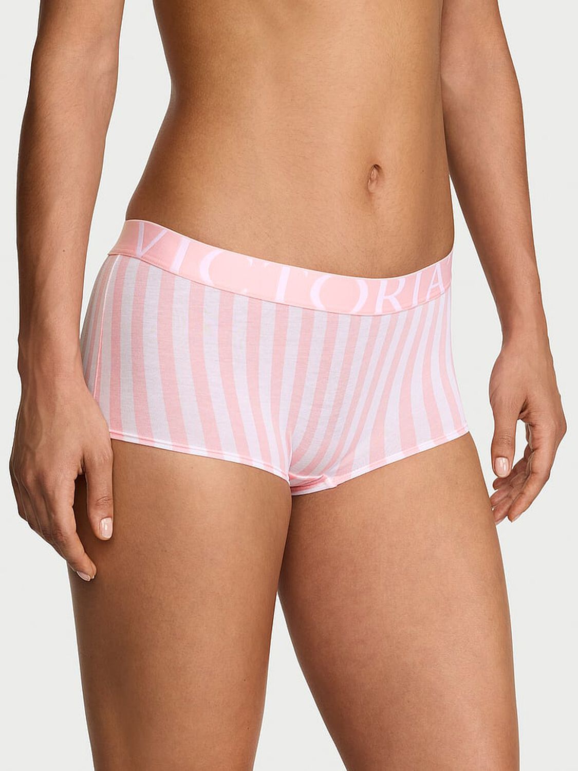 vs Cotton Exploded Logo Cotton Boyshort Panty Pretty Blossom Stripes 1 of 3 