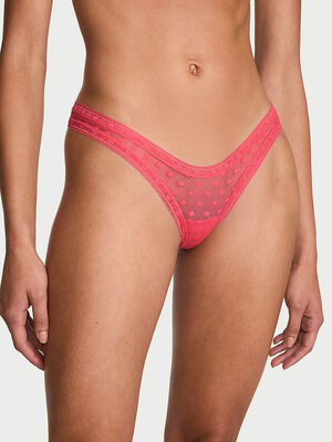 Dot Geo Lace Ultra-Mini Scoop Thong Panty