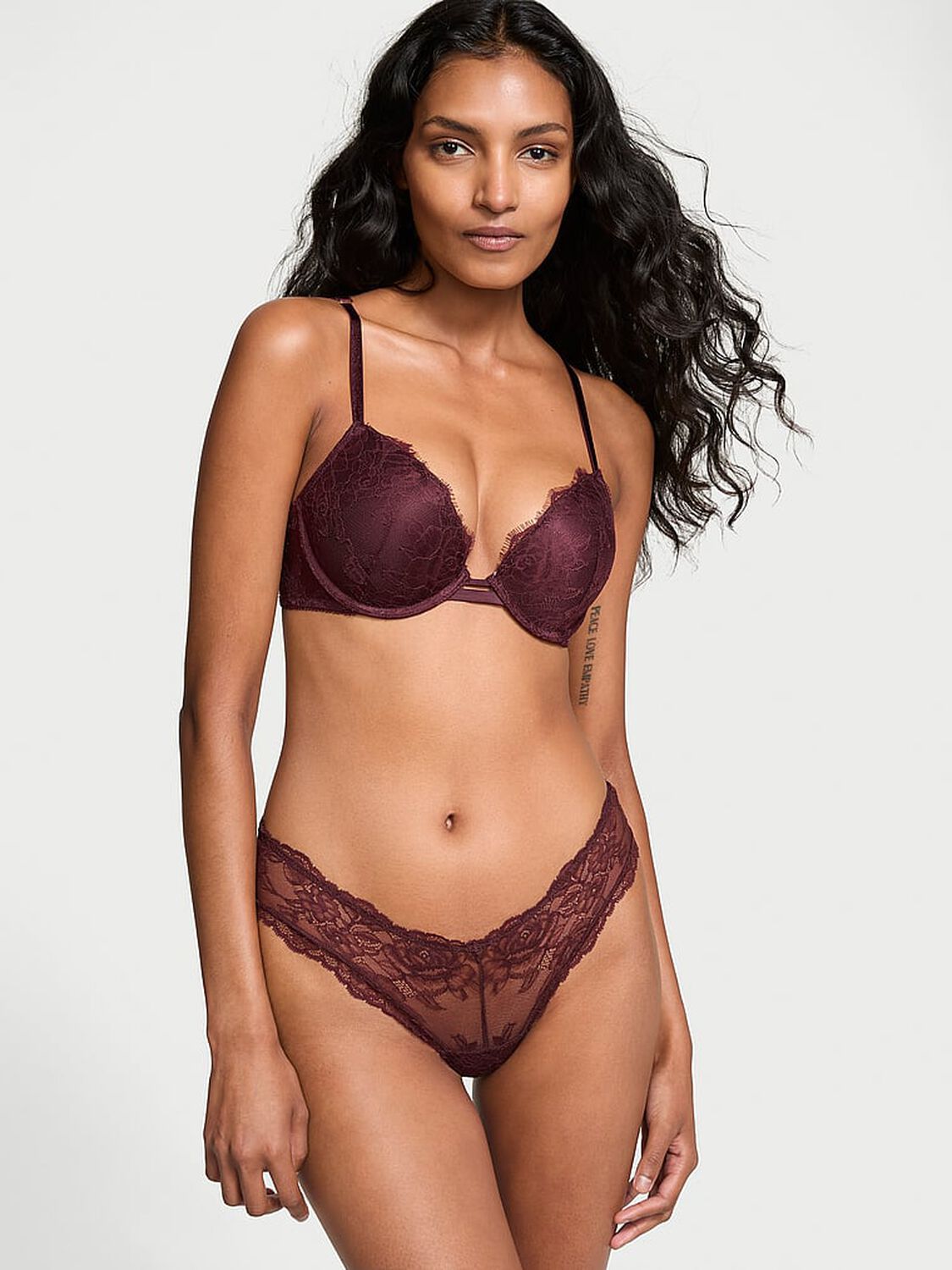 vs Very Sexy Rose Lace Push-Up Bra Burgundy Brown 4 of 4 