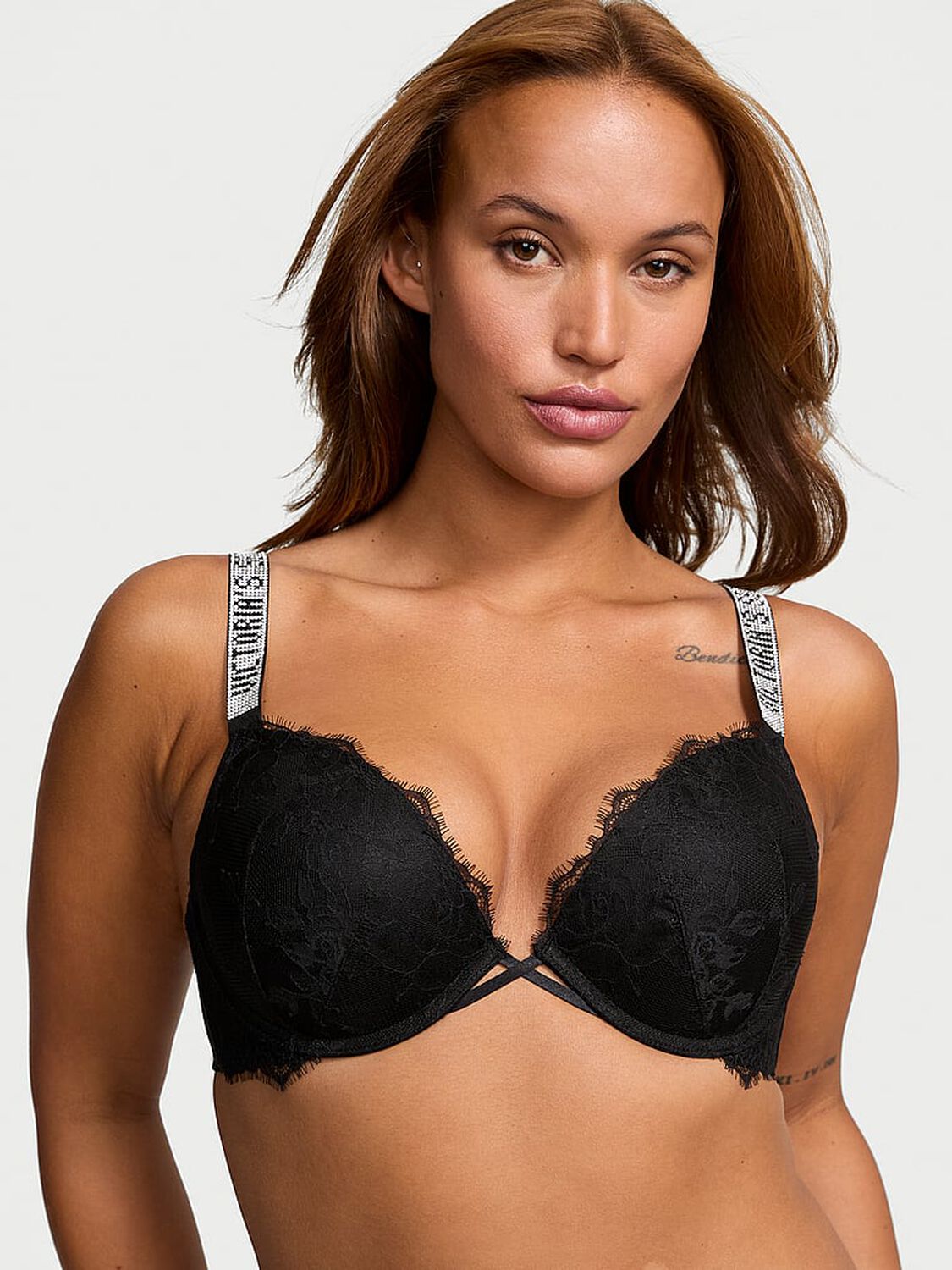 vs Very Sexy Shine Strap Lace Push-Up Bra Black 1 of 3 