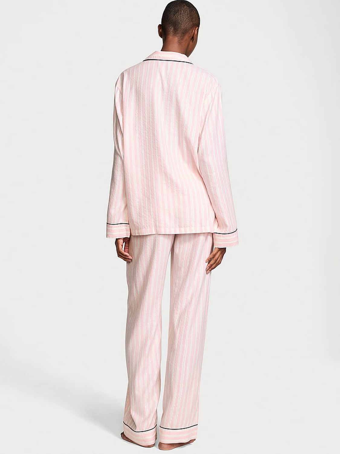 vs Victoria's Secret Flannel Long Pajama Set Pretty Blossom Shimmer 2 of 4 