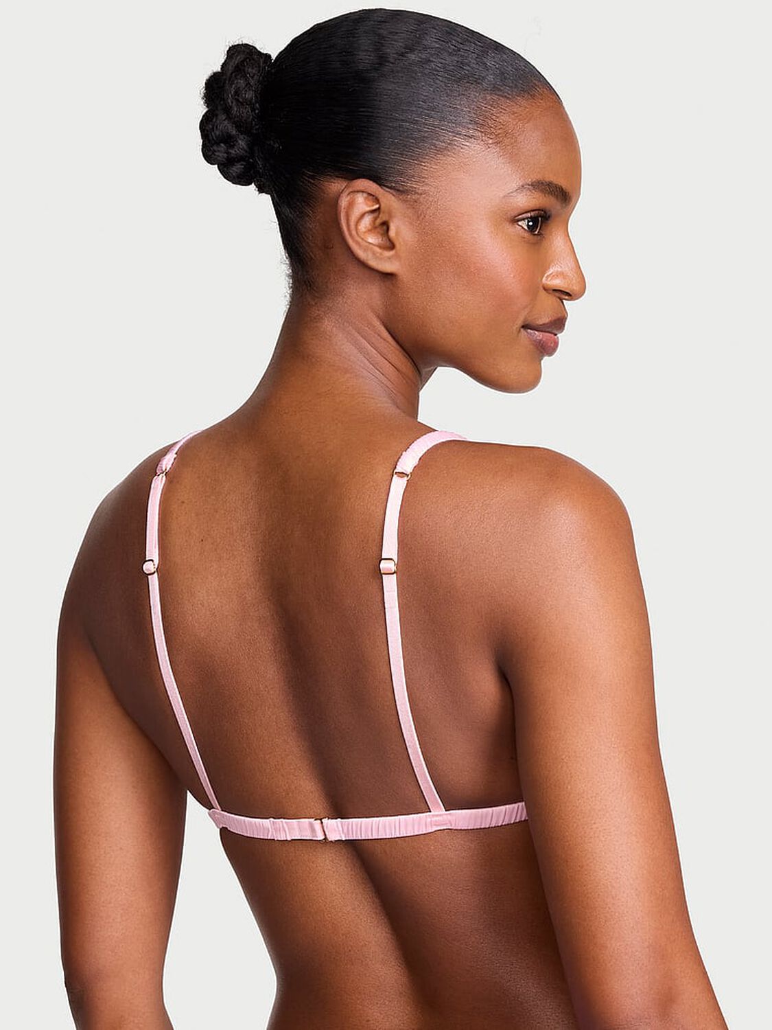 vs Victoria's Secret Tease Satin Kiss Triangle Bralette Angel Pink 2 of 3 