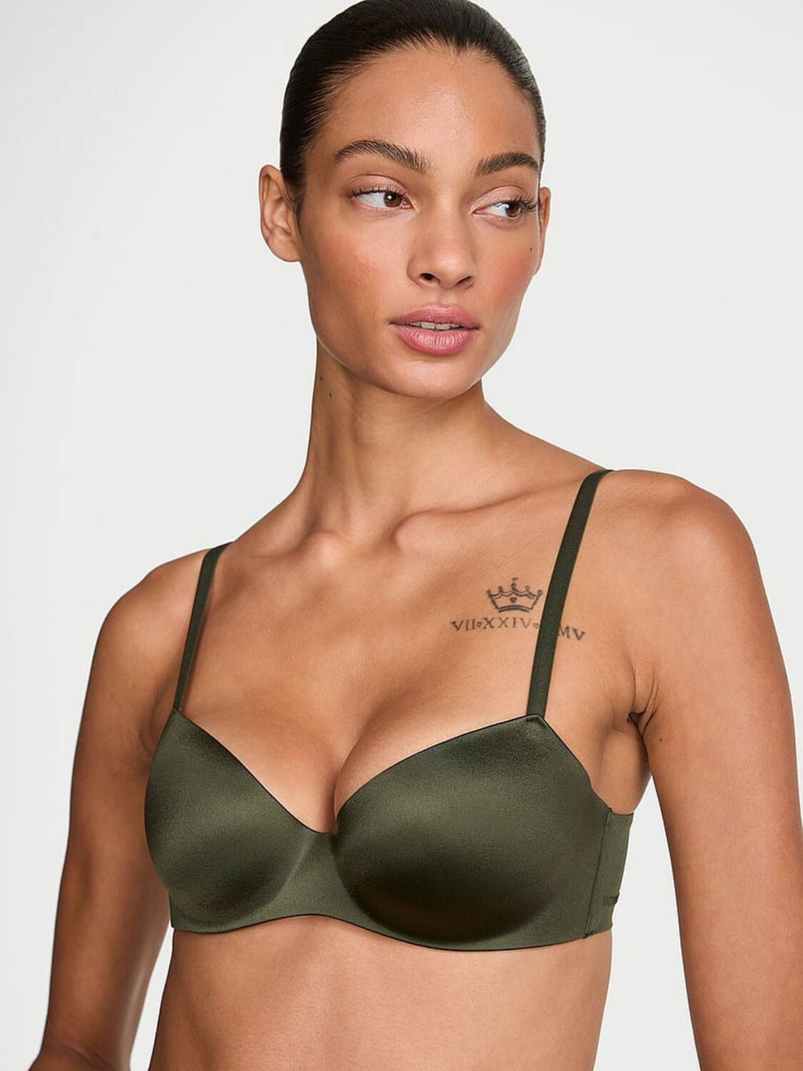 vs Body By Victoria FlexFactor High-Shine Lightly Lined Balconette Bra Olive 1 of 3 