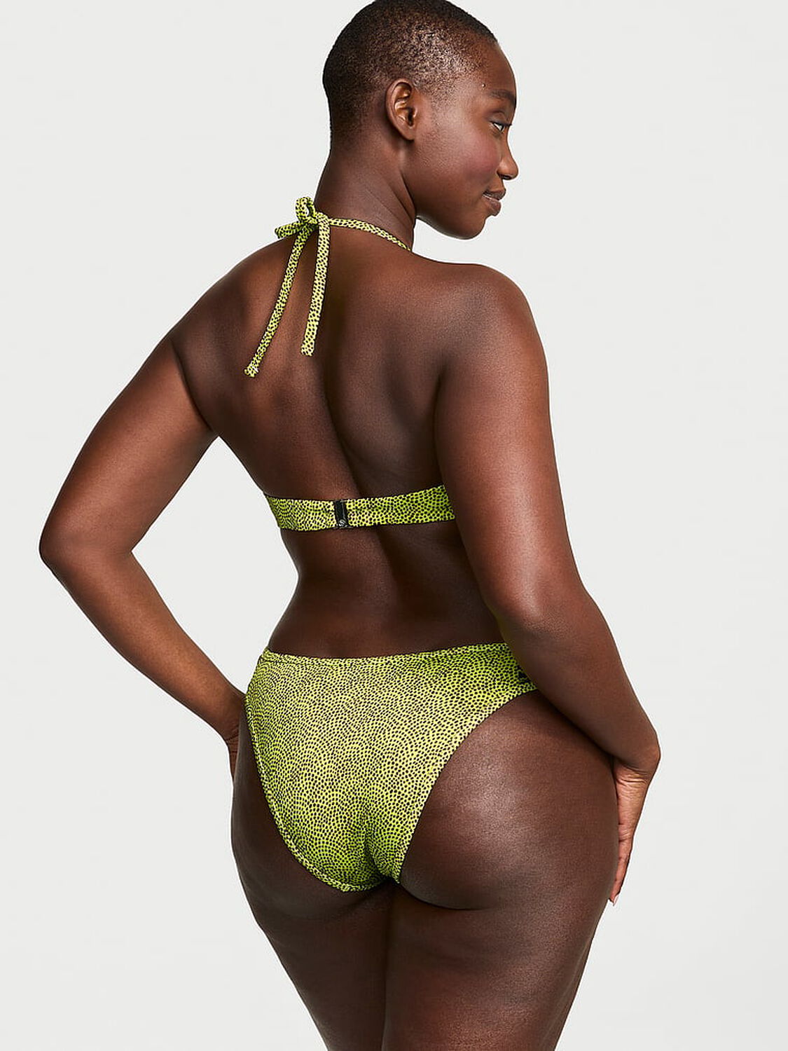 vs Victoria's Secret Swim VS Archives Strappy Hardware Brazilian Bikini Bottom Limelight Dots 1 of 3 