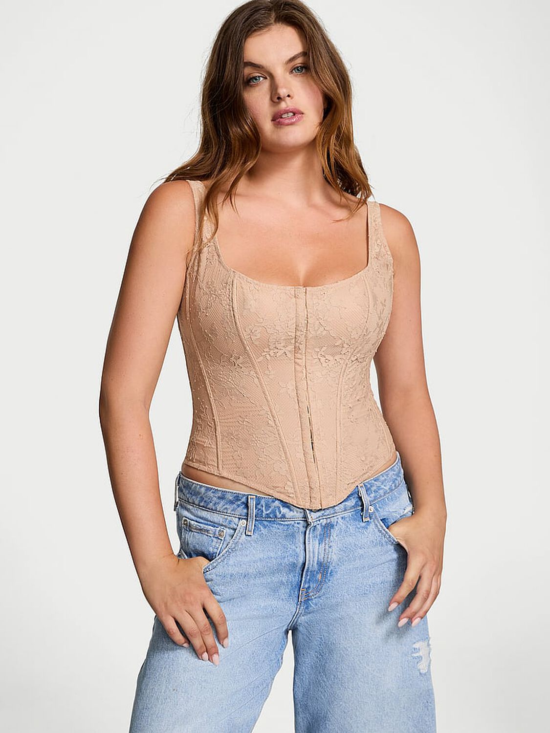 vs Very Sexy Classic Lace Corset Set Praline 4 of 4 