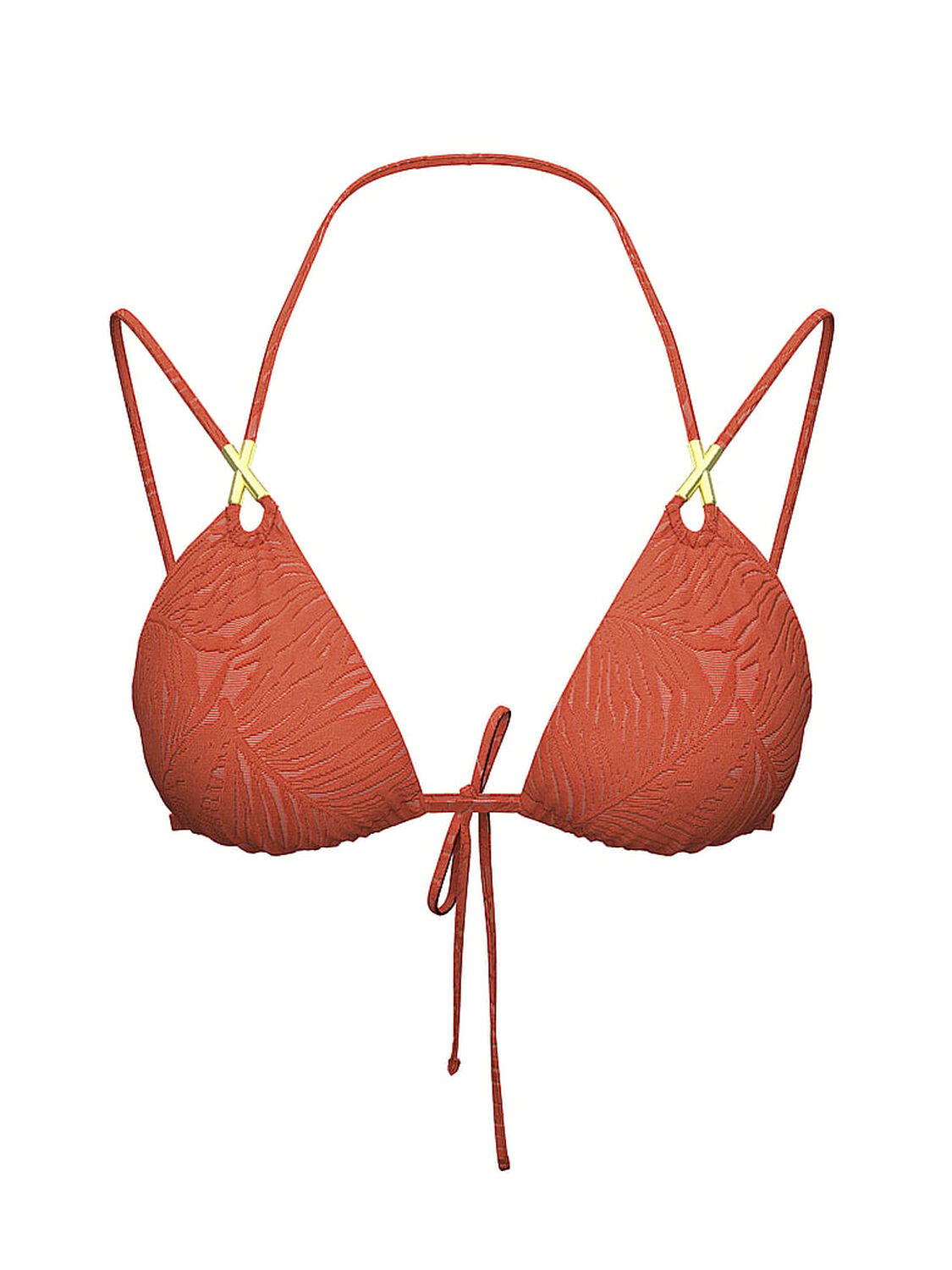 vs Victoria's Secret Swim Archives Sexy Straps Triangle Bikini Top Burnt Orange Leaves 3 of 3 