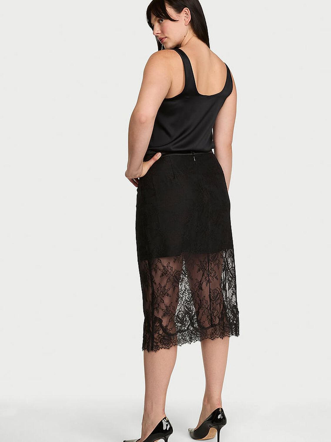vs Very Sexy Rose Lace Midi Skirt Black 2 of 3 