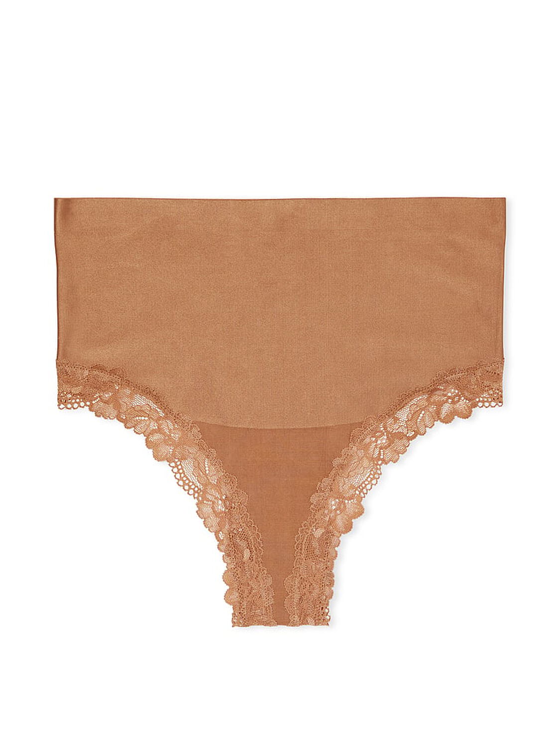 vs Body By Victoria Smoothing Shimmer Lace-Trim Thong Panty Toffee 3 of 3 