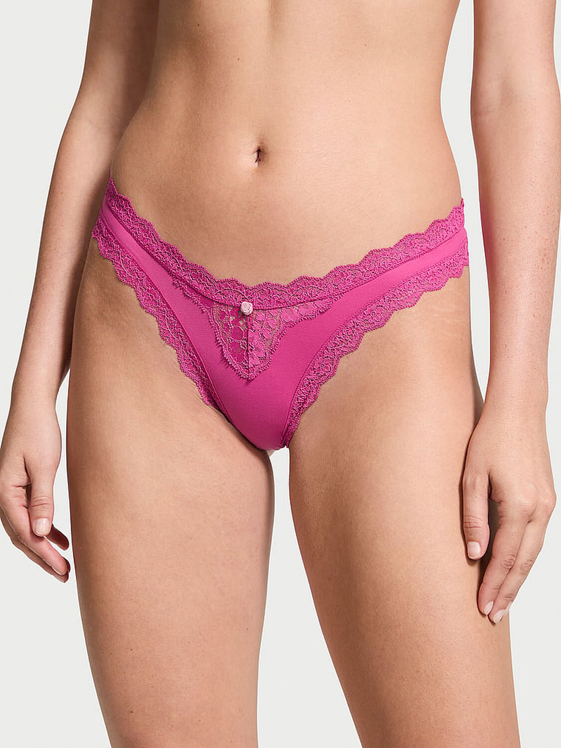vs Dream Angels Lace-Trim Brazilian Panty Luscious Rose 1 of 3 