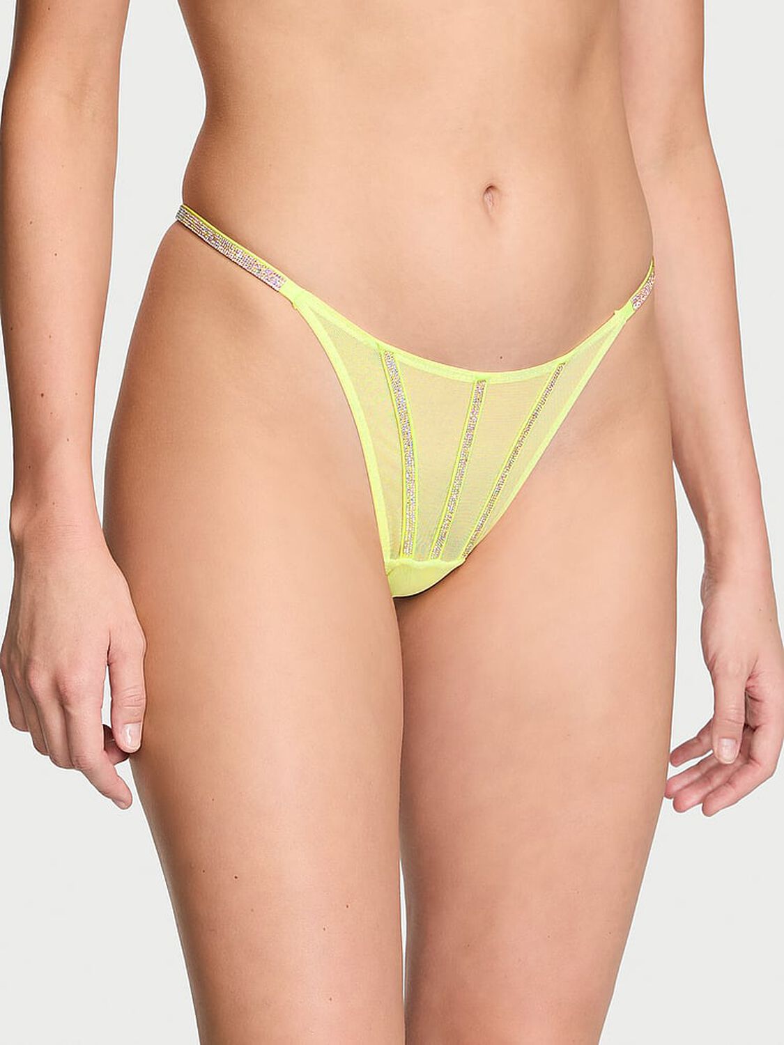 vs Very Sexy Sheer Shine Thong Panty Citron Glow 1 of 4 