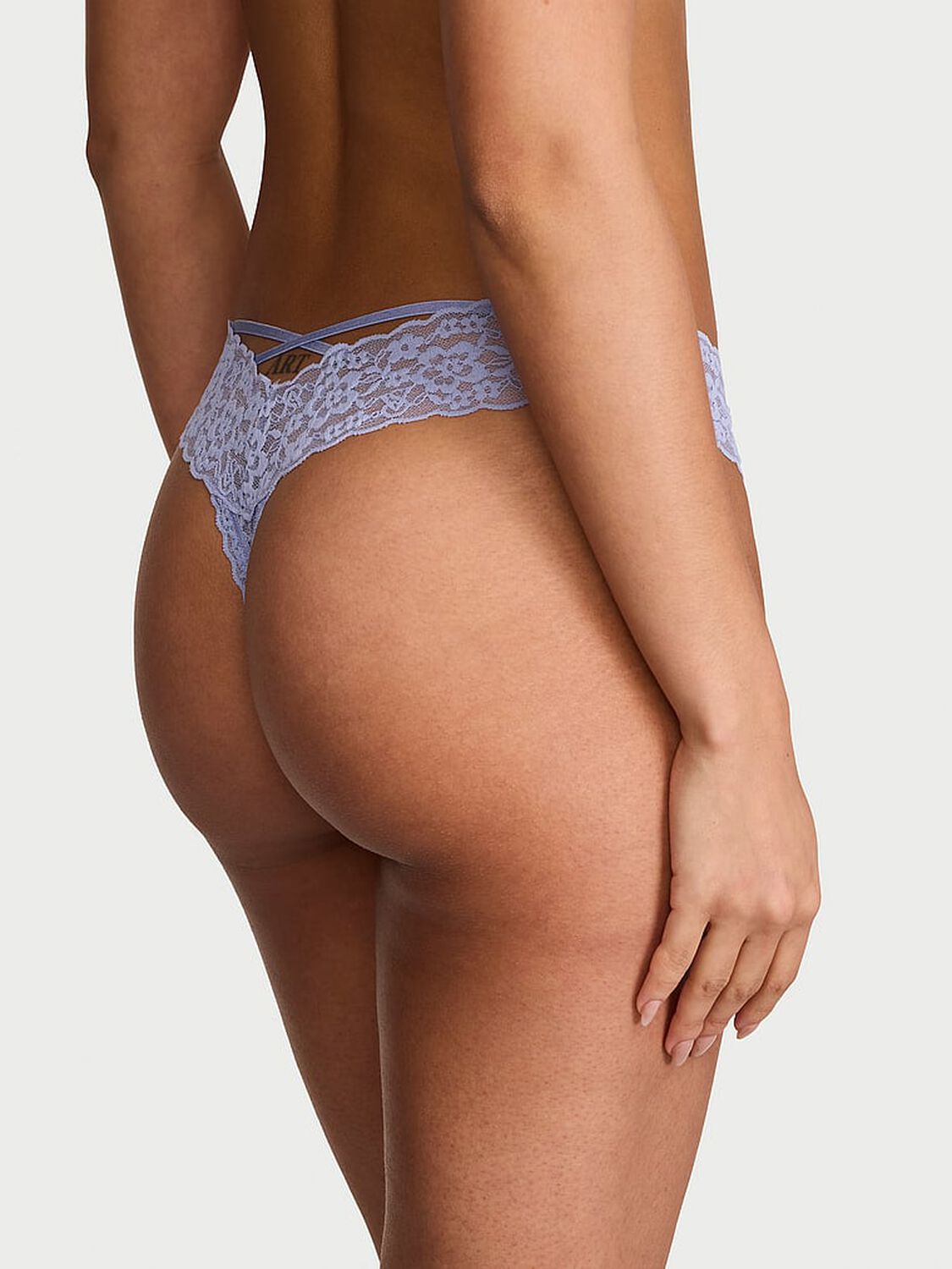vs The Lacie Lace Strappy-Back Thong Panty Light Lavendar 2 of 3 
