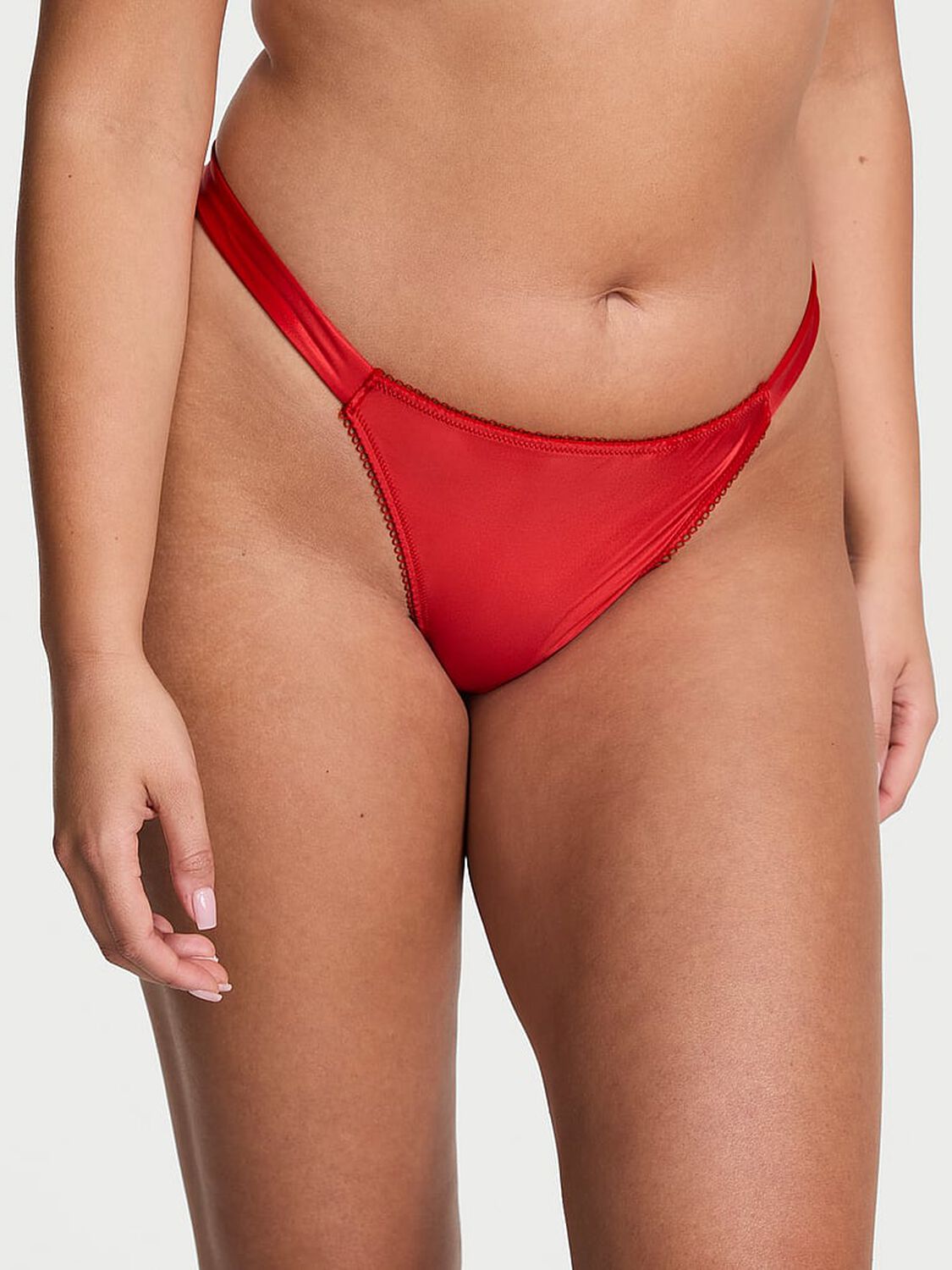 vs Dream Angels Pom Pom Bow Thong Panty Bright Vermillion 1 of 2 