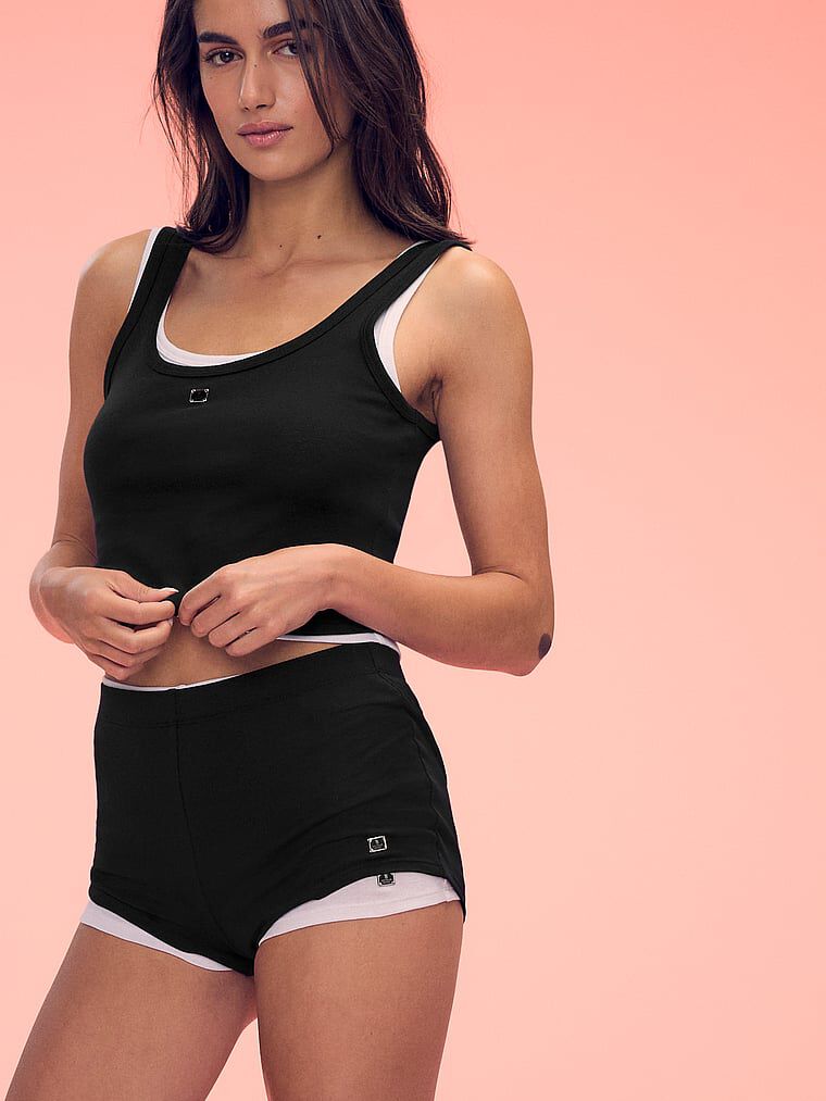 100% Cotton Tank Short Pajama Set Black M | Victoria's Secret