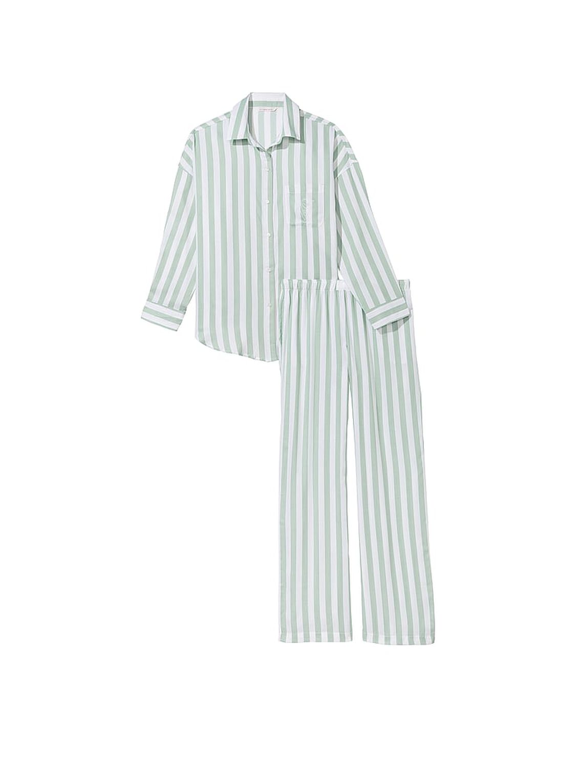 vs Victoria's Secret Modal-Cotton Long Pajama Set Seasalt Green Stripe 3 of 4 