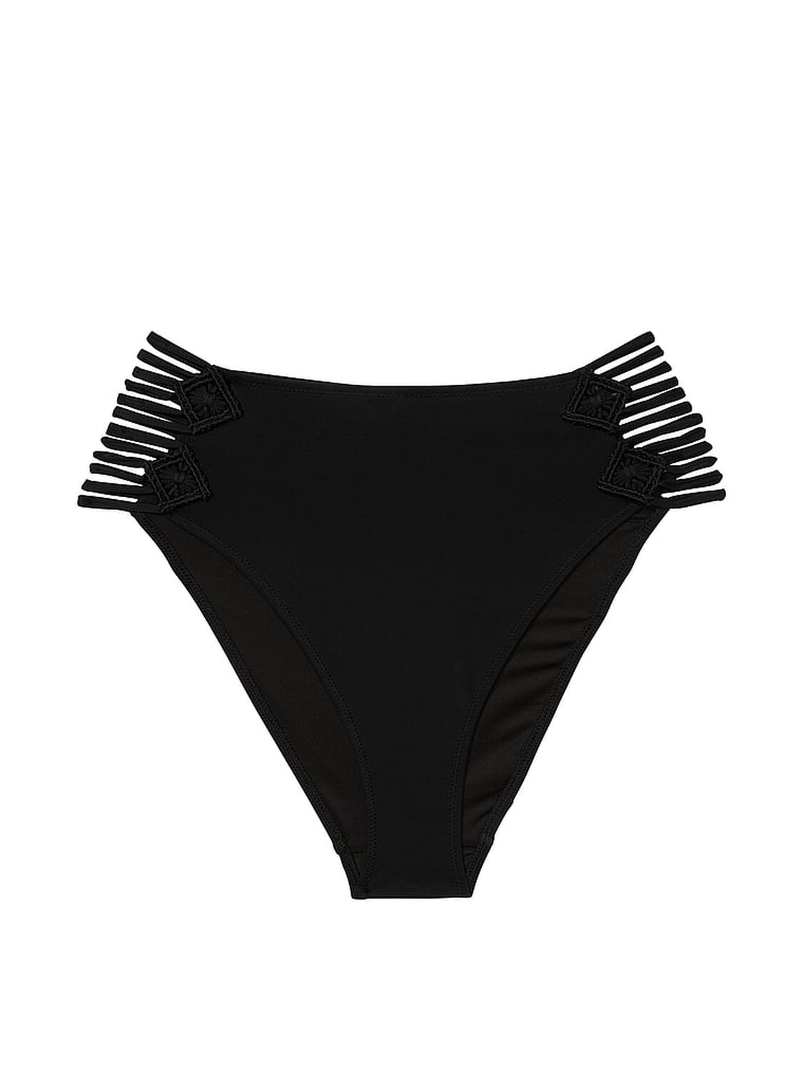vs Victoria's Secret Swim Archives Beach Macrame High-Waist Cheeky Bikini Bottom Black 3 of 3 