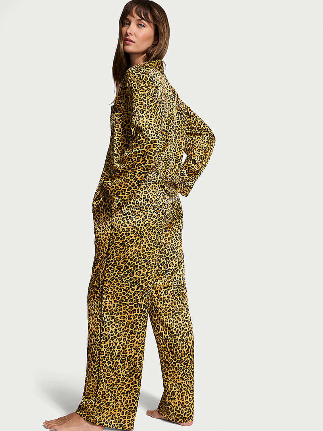vs Victoria's Secret Satin Long Pajama Set New Glam Leo 2 of 4 