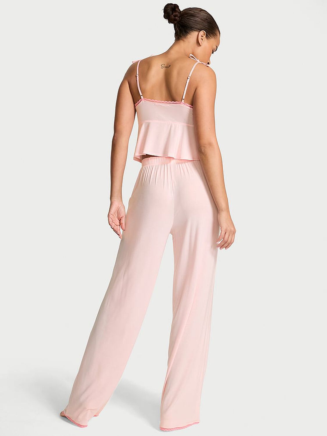 vs Victoria's Secret Modal Soft Bow Cami & Wide-Leg Pant Set Angel Pink 2 of 3 