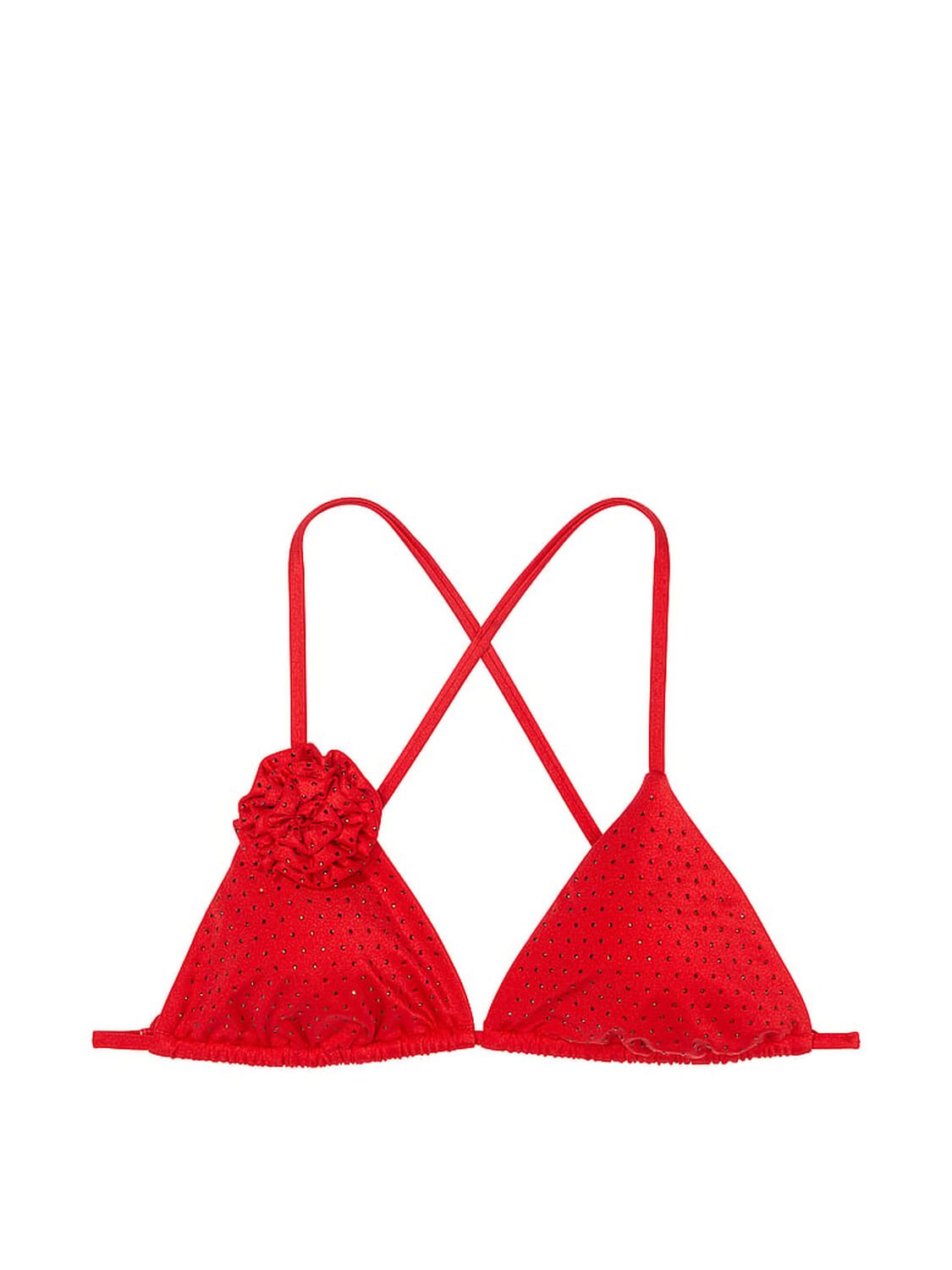 vs Victoria's Secret Swim Rosette Shine Triangle Bikini Top Bright Vermillion 3 of 3 