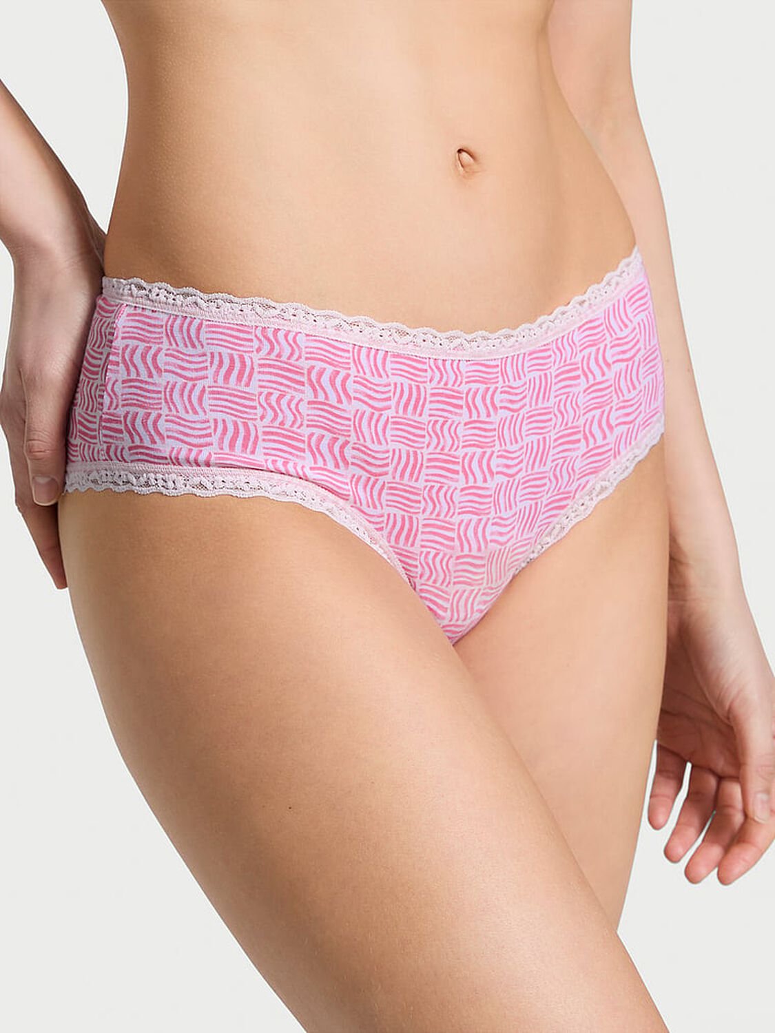 vs The Lacie Cotton Lace-Waist Cheeky Panty Pink Waves 1 of 3 