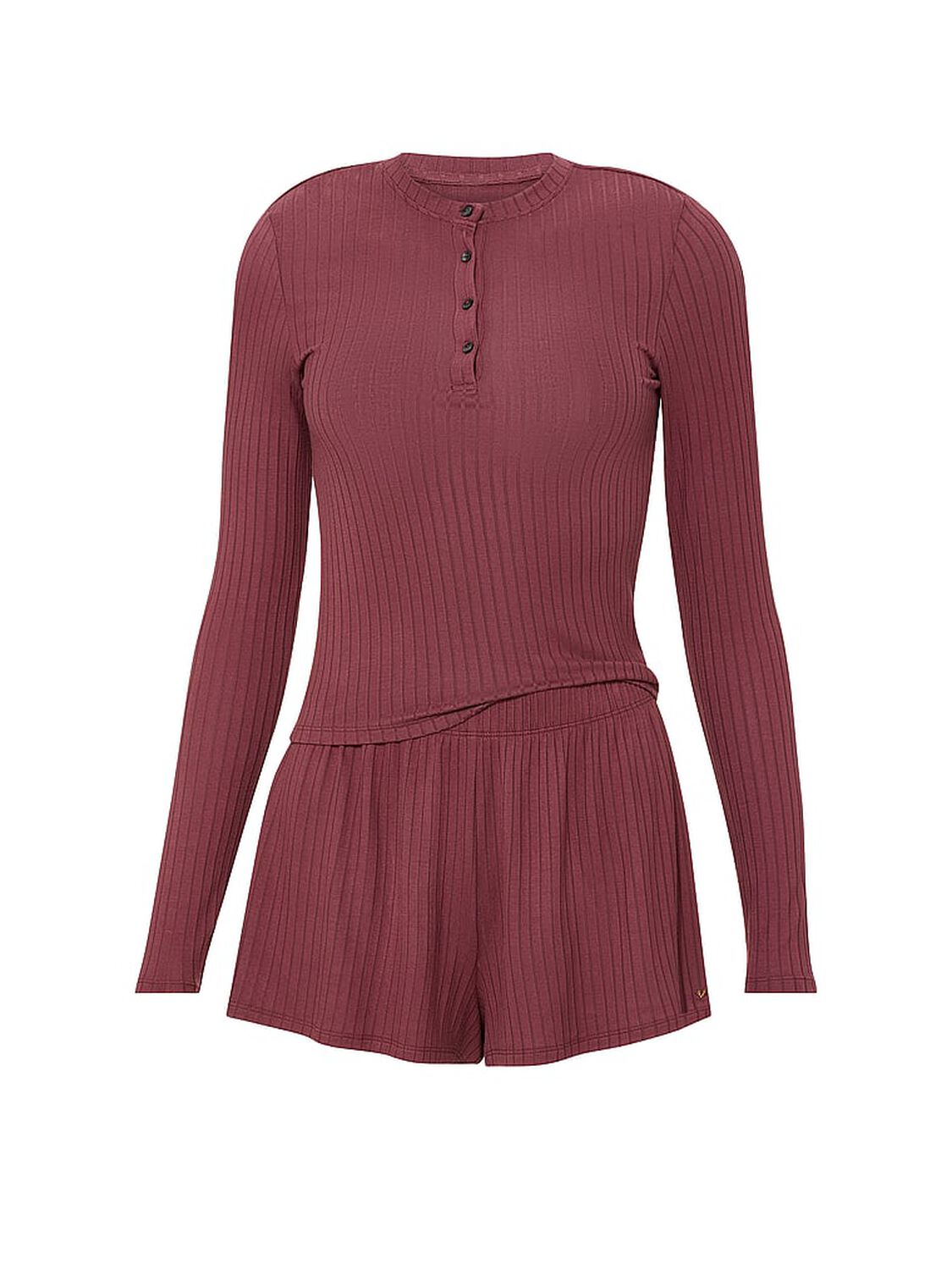 vs Victoria's Secret SoSoft&trade; Modal Wide-Rib Long-Sleeve Henley & Shorts Set Morning Rose 3 of 3 