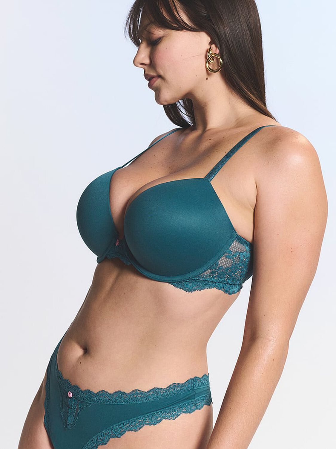 vs Dream Angels Smooth & Lace Push-Up Bra Teal Haze 3 of 3 