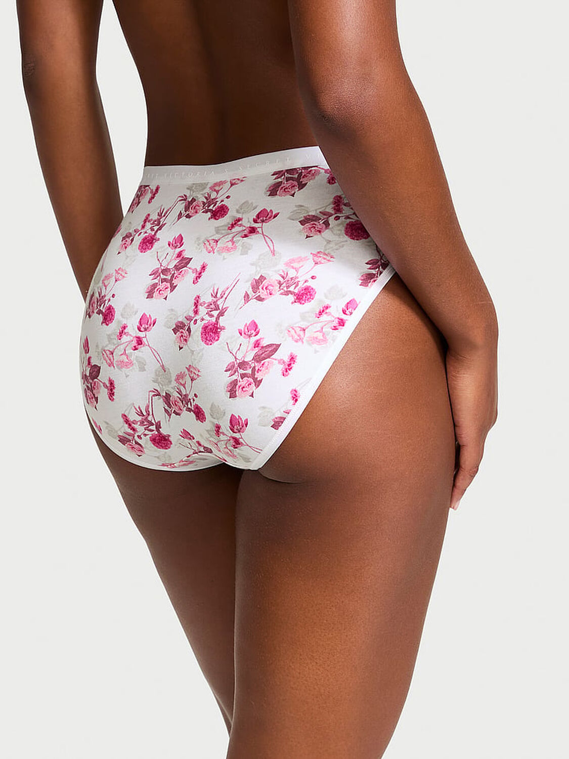 vs Victoria's Secret Stretch Cotton High-Leg Brief Panty Vs White Floral 2 of 3 
