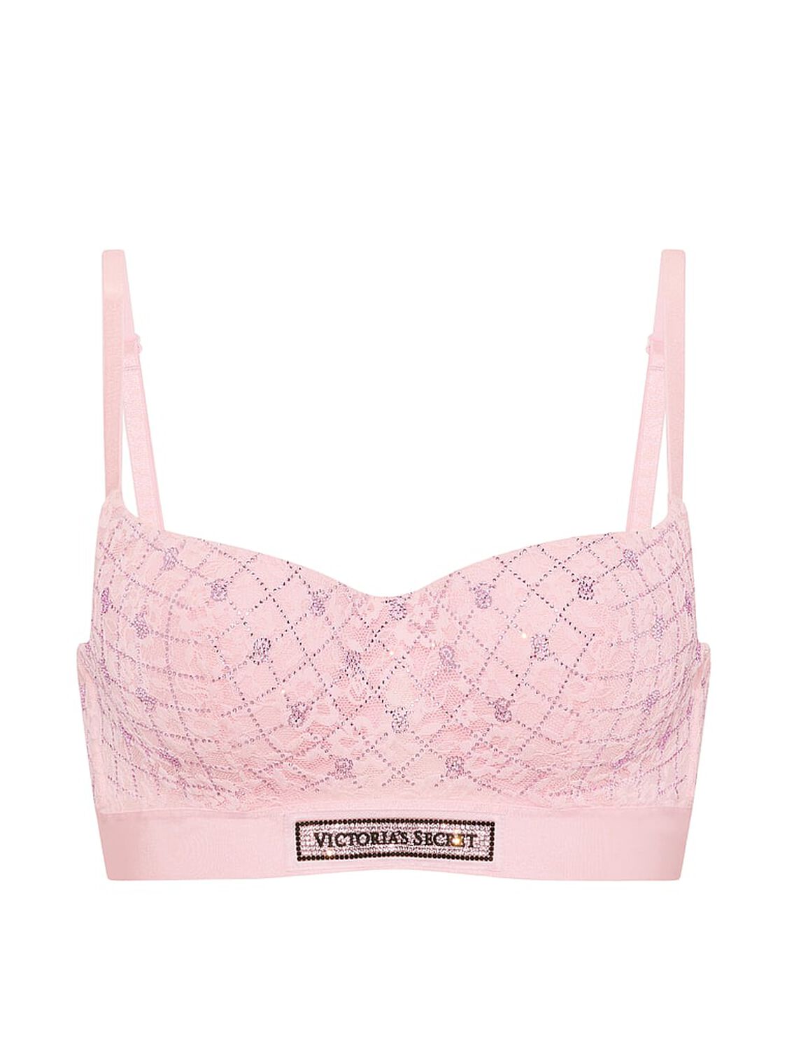 vs The T-Shirt Lace Shine Logo Lightly Lined Balconette Bra Angel Pink 3 of 3 