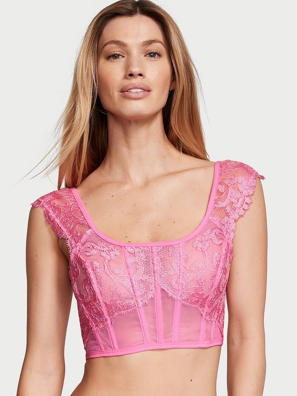 vs Dream Angels Boho Floral Embroidery Cap-Sleeve Corset Top 1 of 4 
