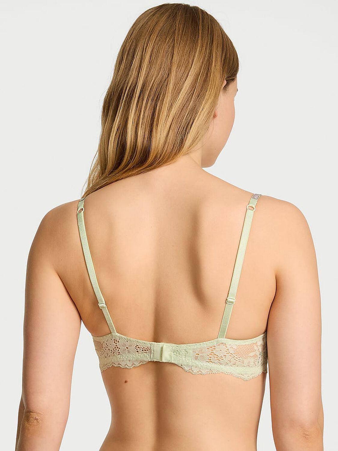 vs Dream Angels Wicked Twinkle Silver Lace Unlined Balconette Bra Mint Crush 3 of 3 