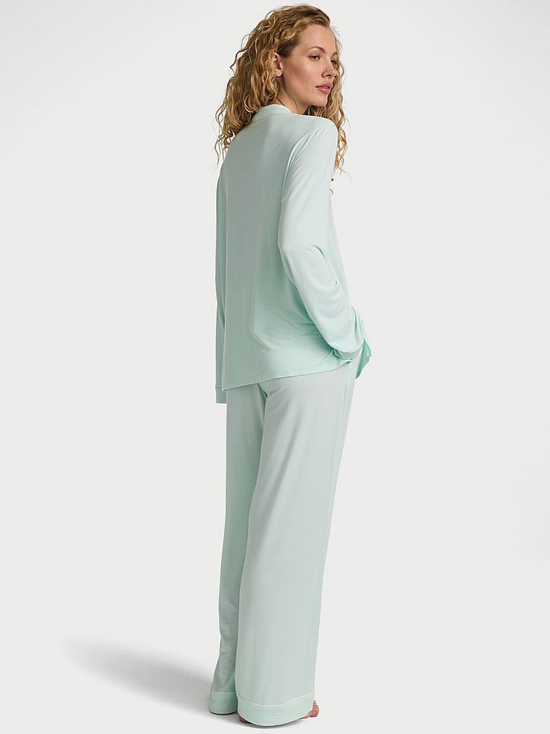 vs Victoria's Secret Modal Soft Long Pajama Set Tradewind 2 of 3 