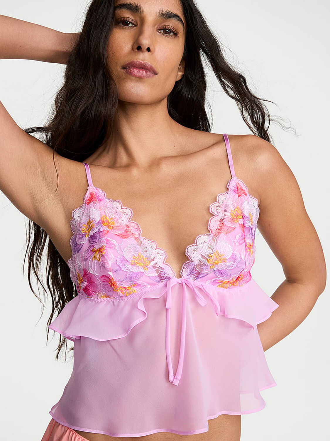 vs Dream Angels Watercolor Embroidery Flutter Bra Top Watercolor Pink 1 of 3 