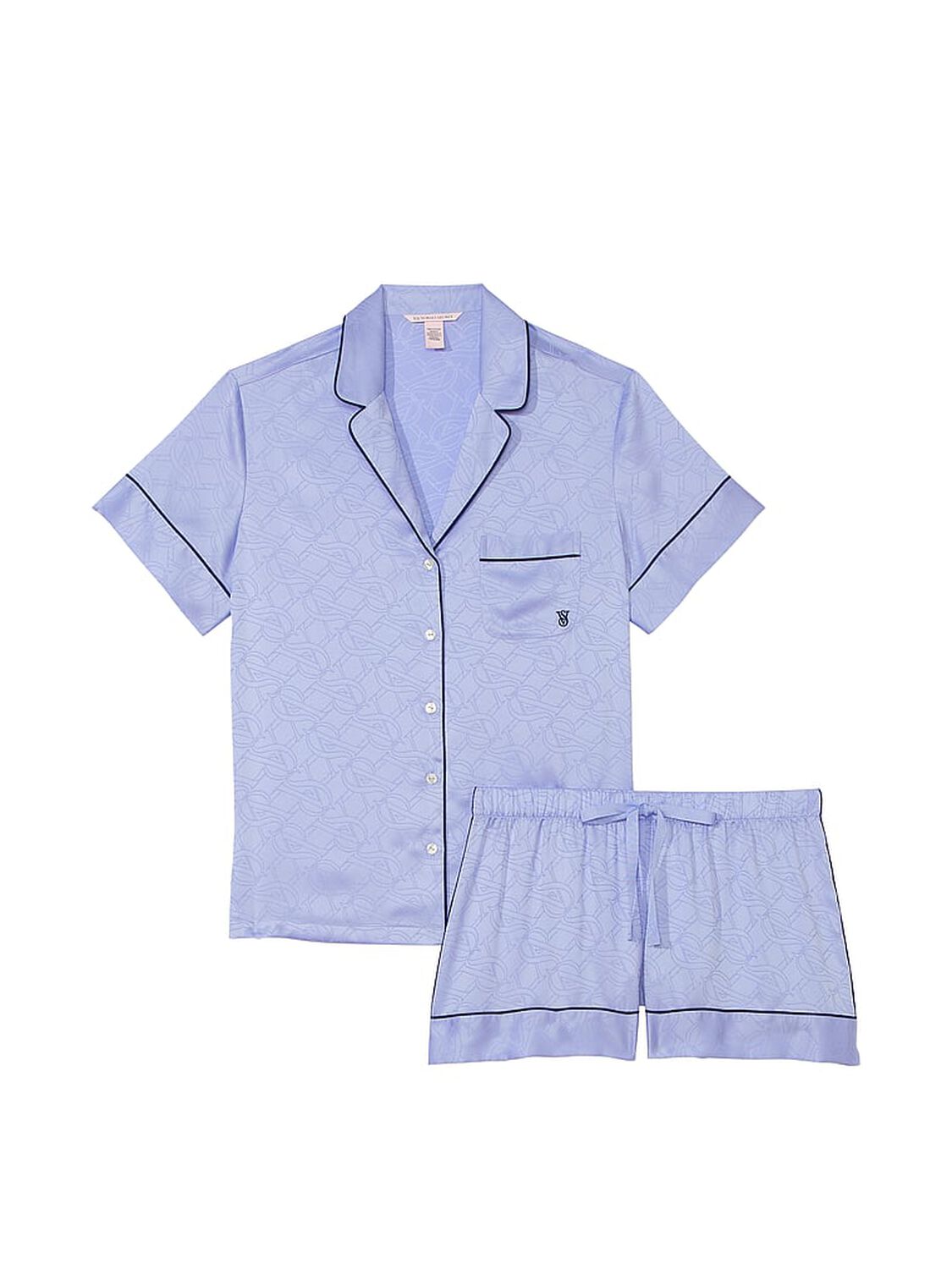 vs Victoria's Secret Satin Short Pajama Set Blue Crescent 3 of 4 