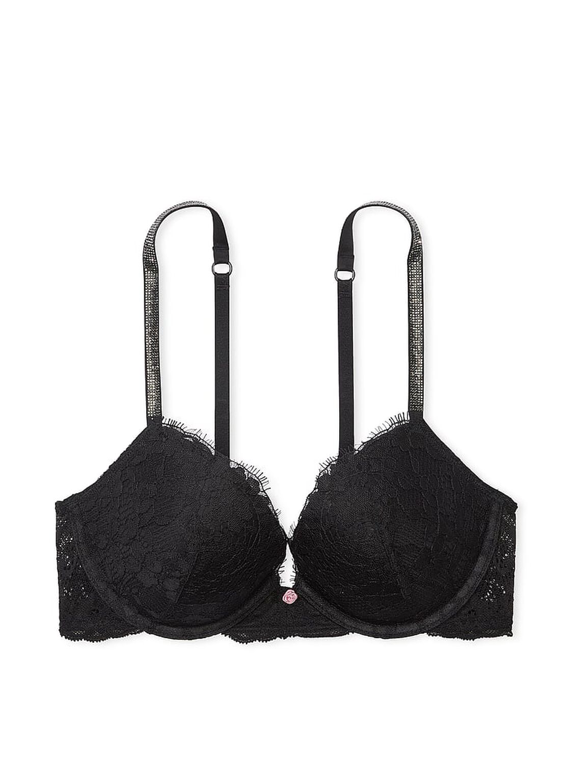 vs Dream Angels Twinkle Strap Lace Push-Up Bra Black 3 of 4 