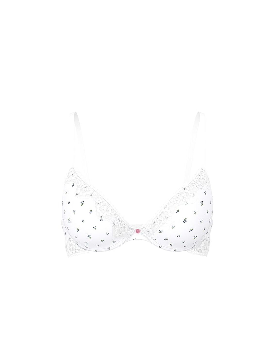 vs The T-Shirt Perfect Shape Cotton Shadow Stripe Lace-Trim Push-Up Bra White Floral 3 of 3 