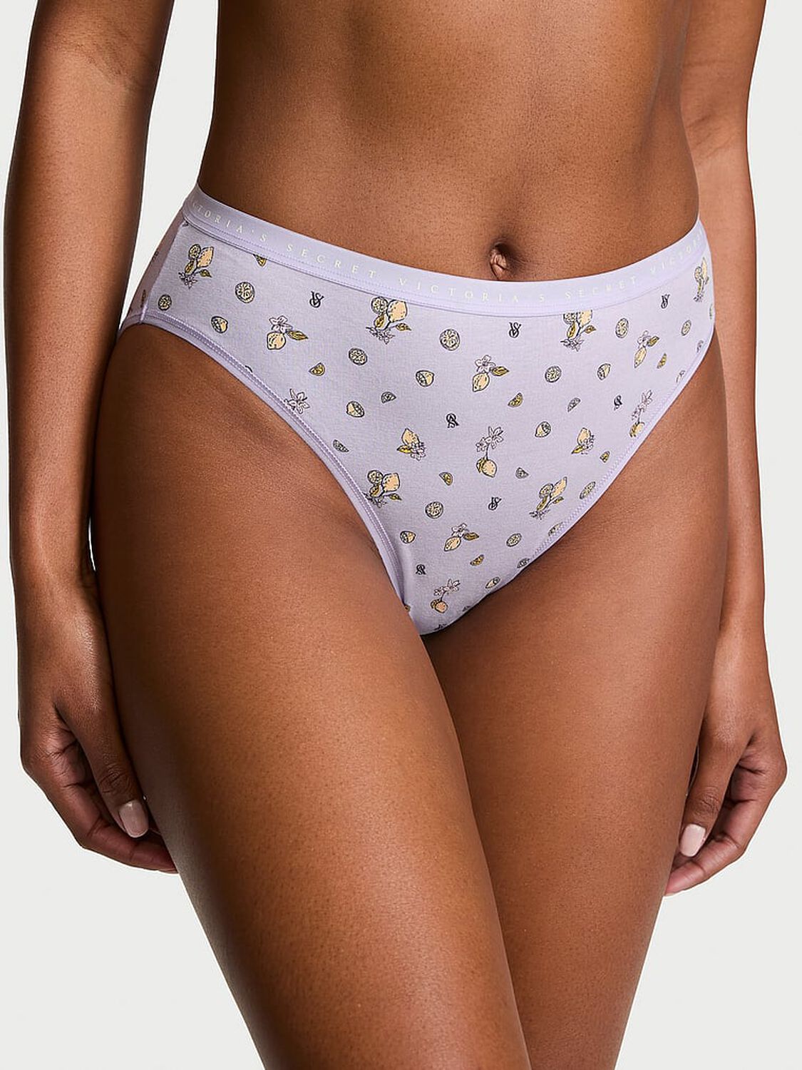 vs Victoria's Secret Stretch Cotton High-Leg Brief Panty Blue Lemons 1 of 3 