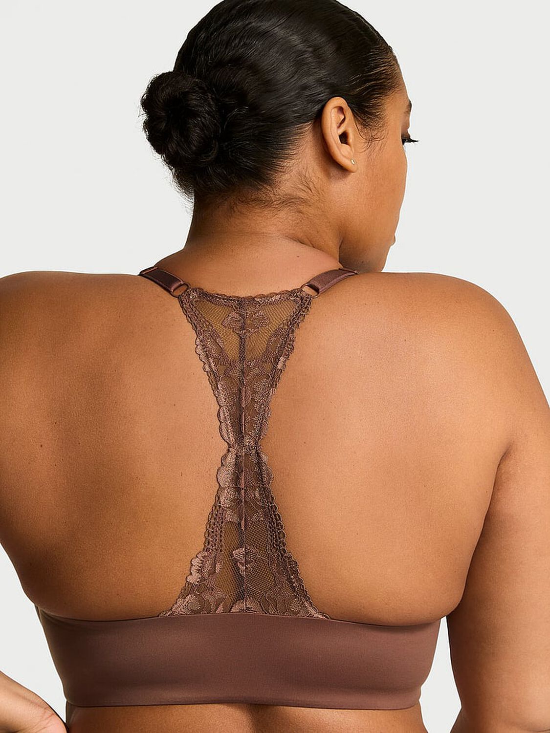 vs Body By Victoria Lightly Lined Lace Racerback Demi Bra Coconut Brown 2 of 4 