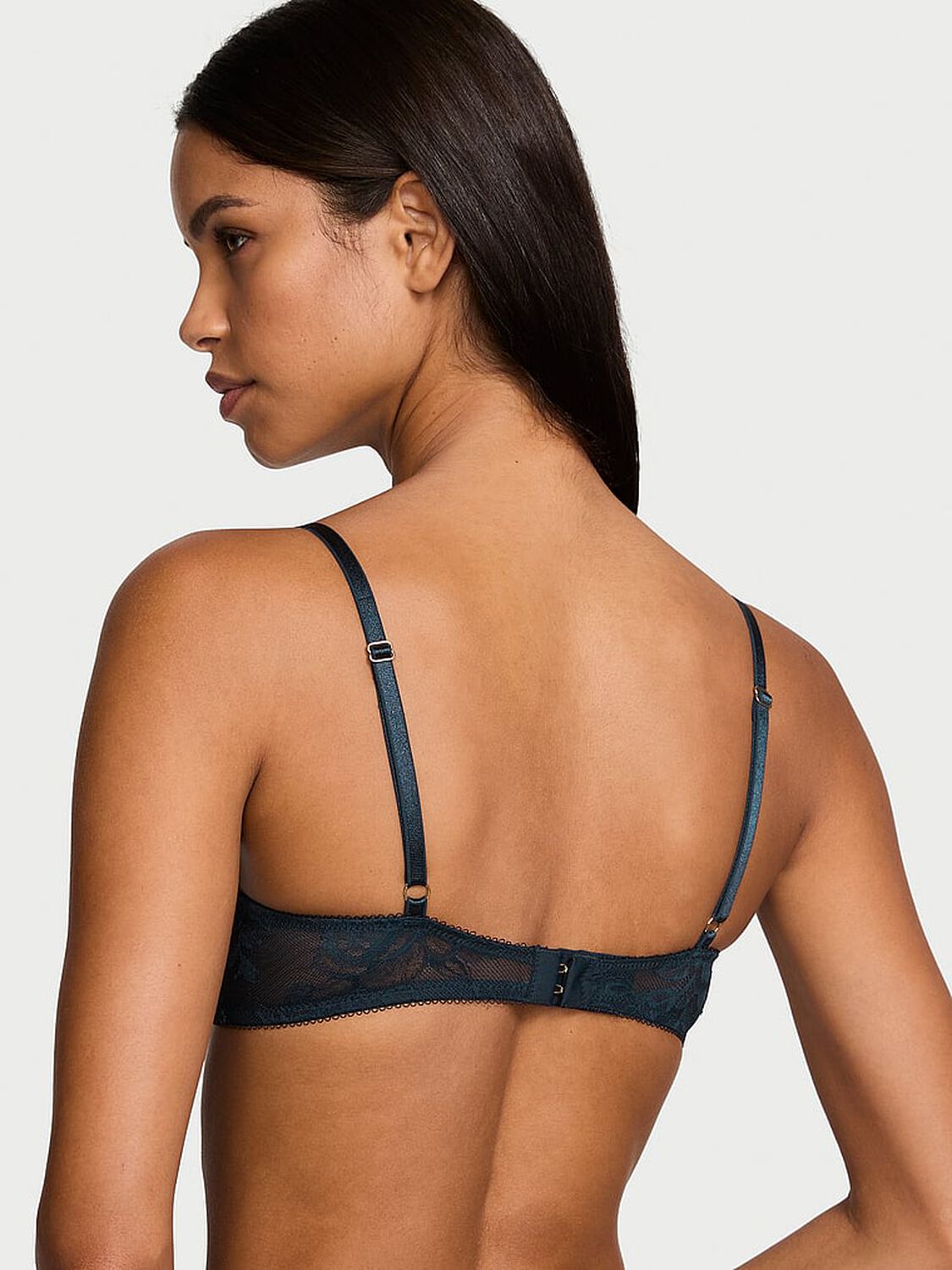 vs Very Sexy Rose Lace Unlined Low-Cut Demi Bra Dark Twilight 2 of 4 