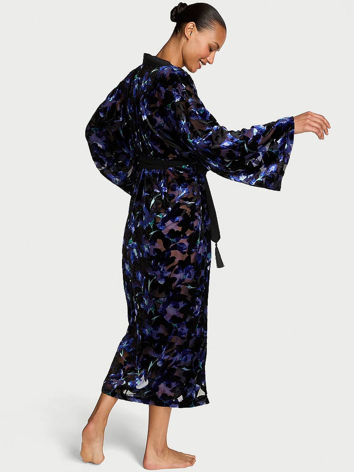 vs Very Sexy Electric Orchid Burnout Velvet Long Robe Electric Orchid Embroidery 2 of 2 