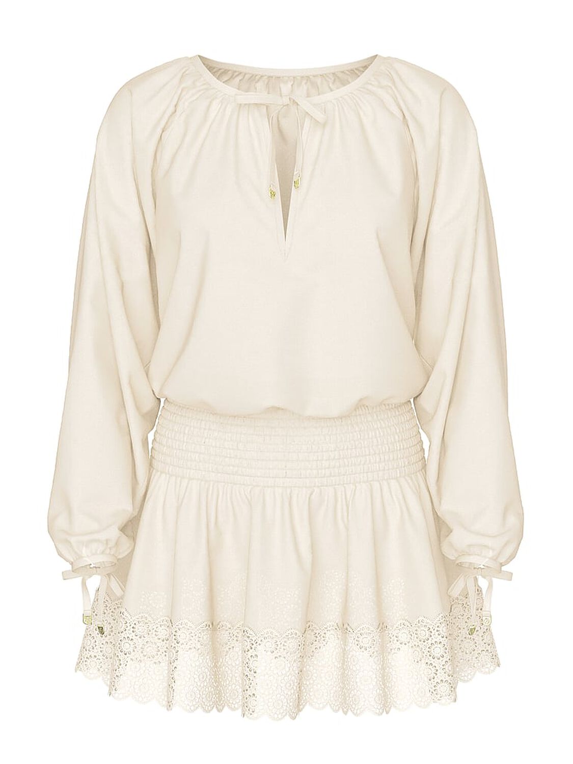 vs Victoria's Secret Swim Beachwear Linen Lace-Trim Dress Candlelight 2 of 4 