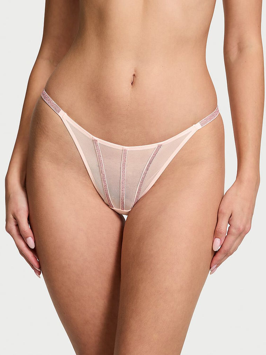 vs Very Sexy Sheer Shine Thong Panty Angel Pink 1 of 4 