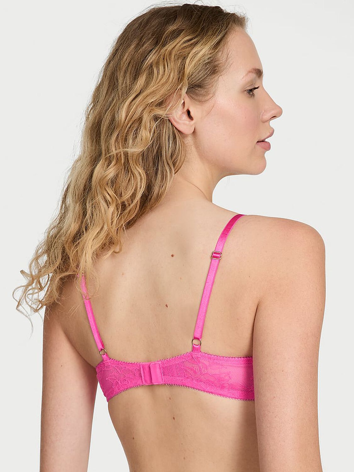 vs Very Sexy Rose Lace Unlined Low-Cut Demi Bra Ultra Pink 2 of 2 