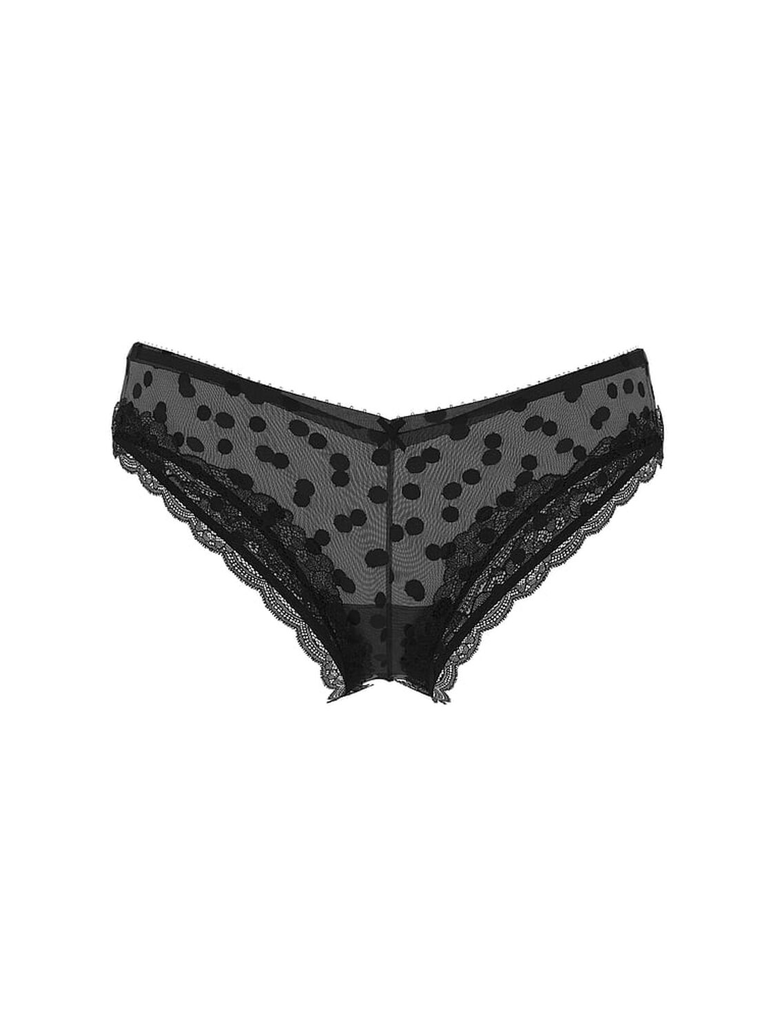 vs Victoria's Secret Tease Sheer Dot High-Leg Cheeky Panty Black 3 of 4 