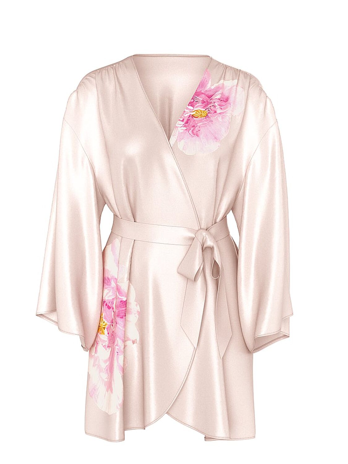 vs Victoria's Secret Peony Satin Short Robe Faint Pink 3 of 3 