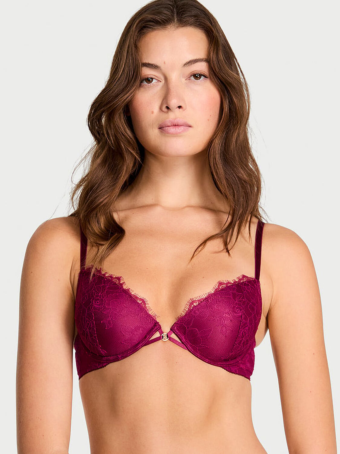 vs Very Sexy Rose Lace Lightly Lined Plunge Demi Bra Fresh Jam 1 of 1 