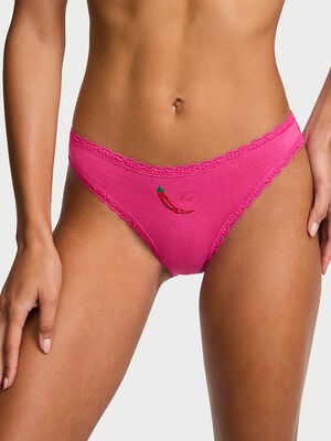 Cotton Lace-Waist Bikini Panty