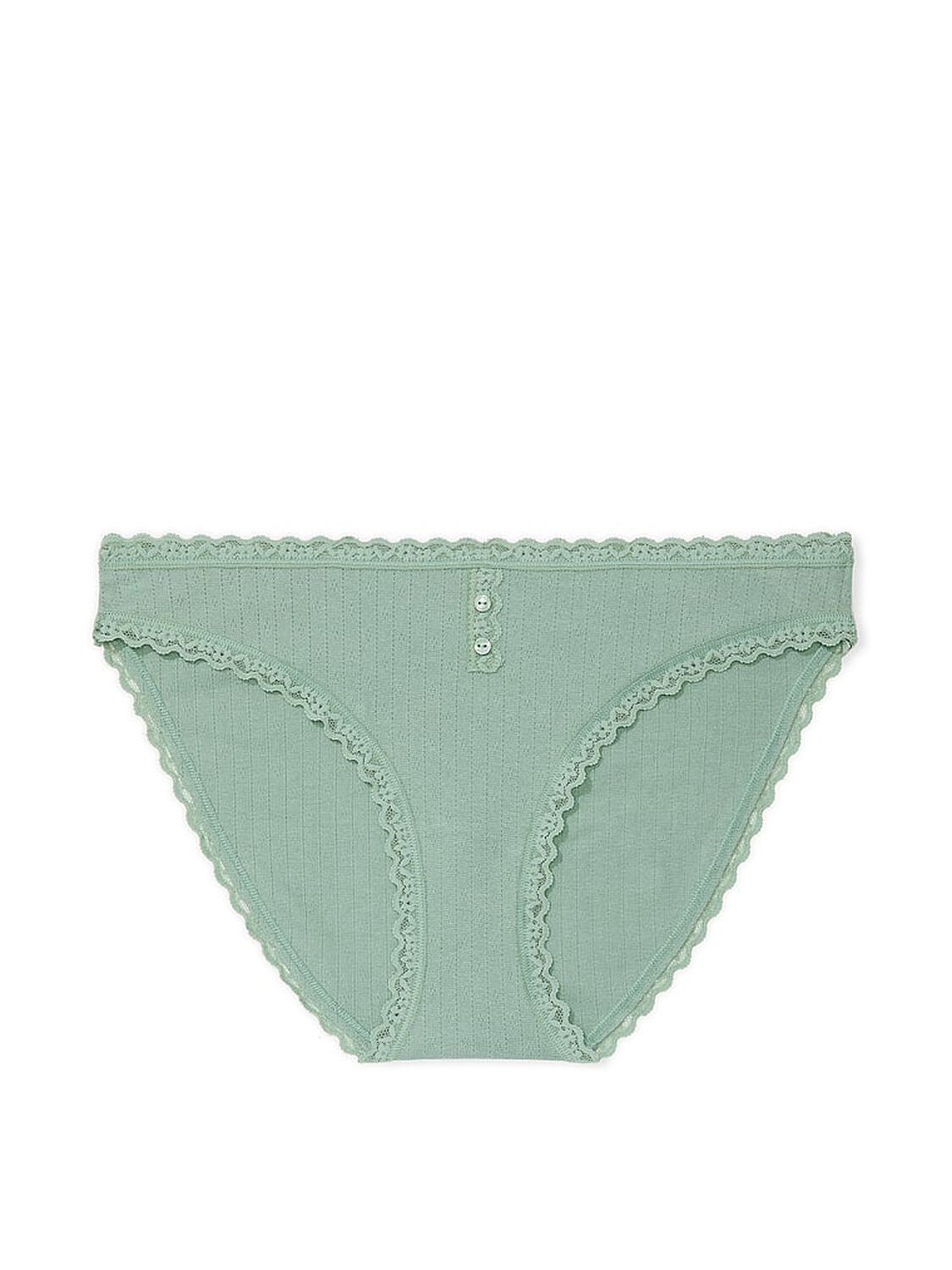 vs The Lacie Cotton Pointelle Lace-Trim Bikini Panty Seasalt Green 3 of 3 