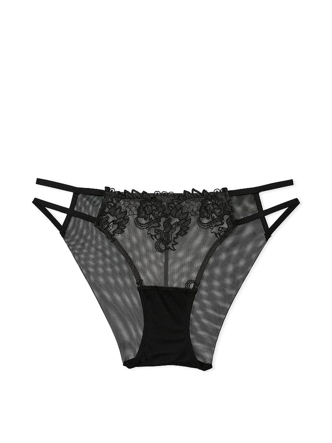 vs Very Sexy Embroidered Mesh Strappy Cheekini Panty Black 3 of 4 