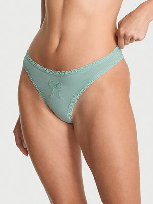 Cotton Lace Bow Thong Panty