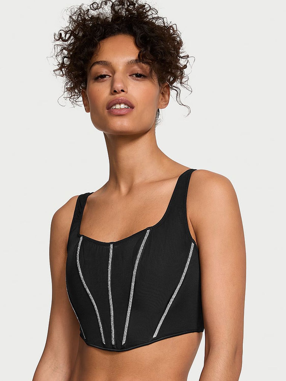vs Very Sexy Sheer Shine Corset Top Black 1 of 5 